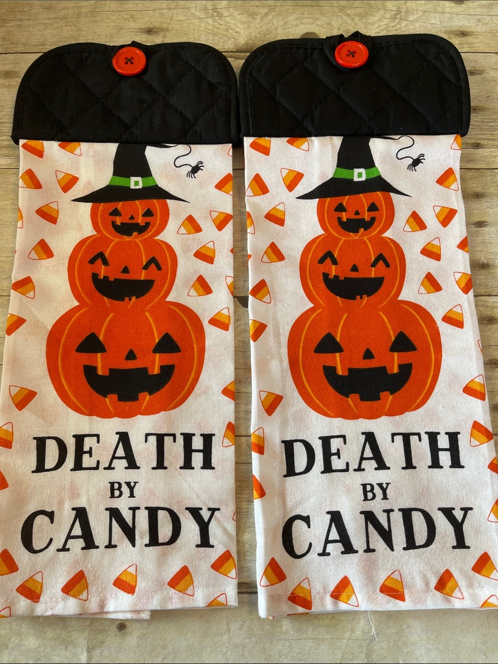 Basic Hanging Towels Oven Door Towel  Bundle of Two Death by Candy Halloween